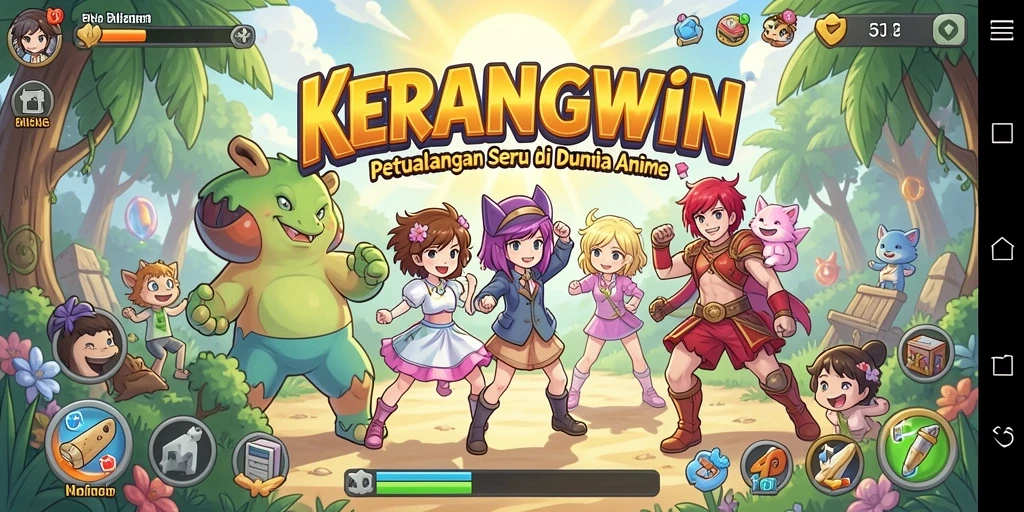 Tangkapan layar gameplay Kerangwin menampilkan aksi seru di dunia Anime.