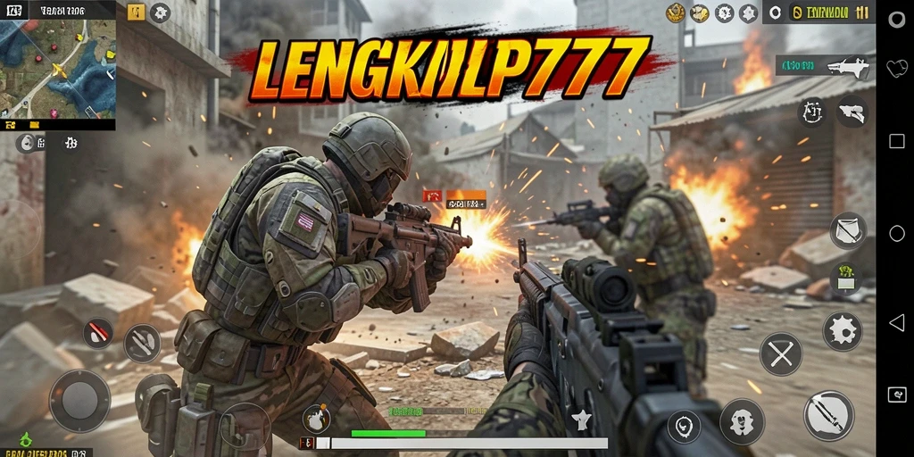 Screenshot gameplay LENGKAP777 dengan aksi tembak-menembak yang mengasyikkan.