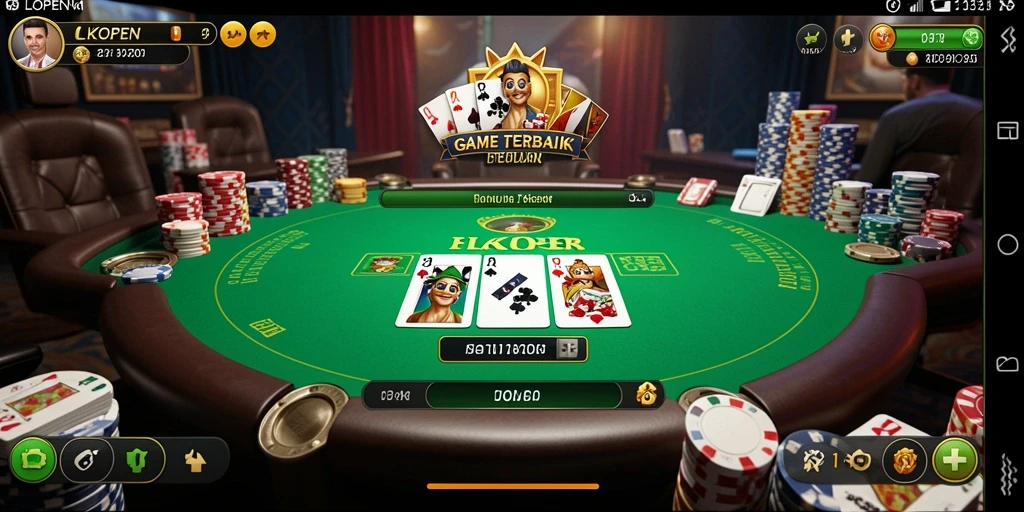 Screenshot utama LKOPEN menampilkan gameplay poker yang seru dan interaktif.
