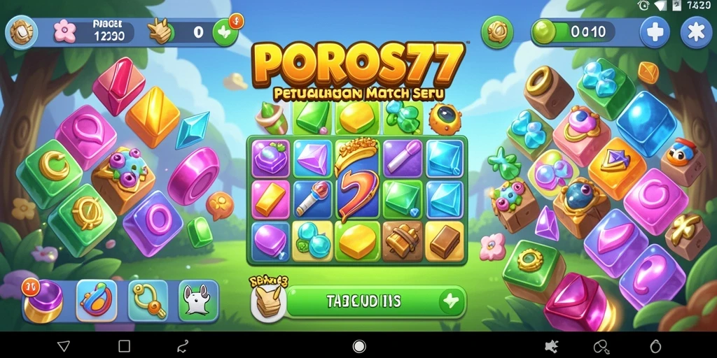 Tampilan menarik dari gameplay match-3 yang penuh warna.