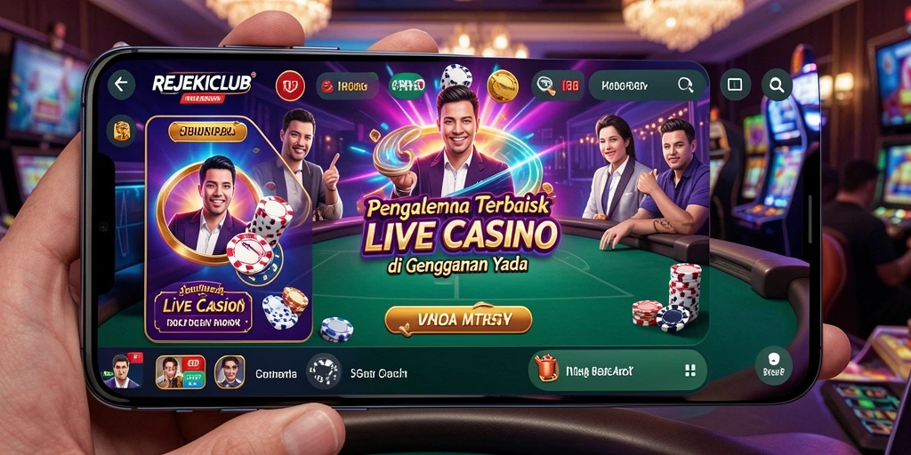 Tampilan gameplay Live Casino yang mendebarkan di REJEKICLUB.