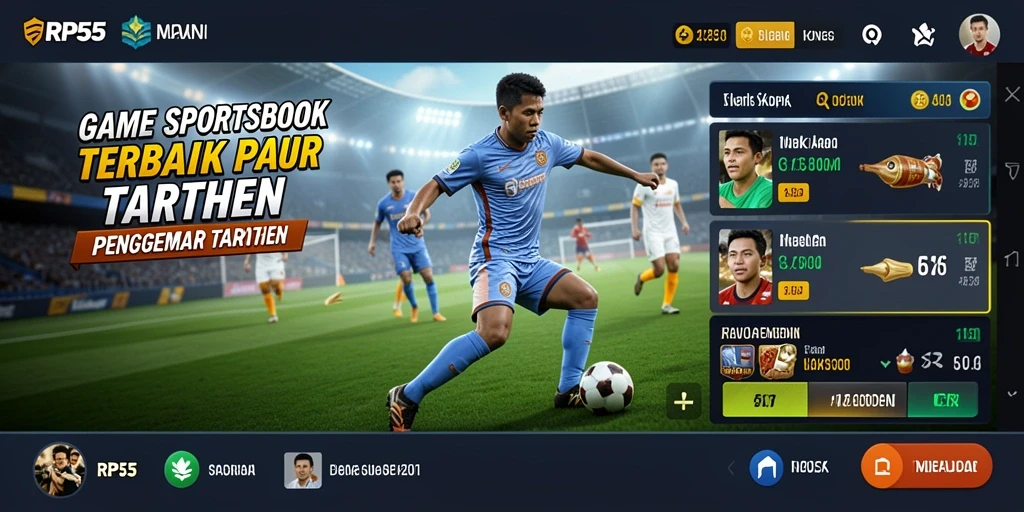 Screenshot RP55 menampilkan tampilan antarmuka aplikasi Sportsbook.