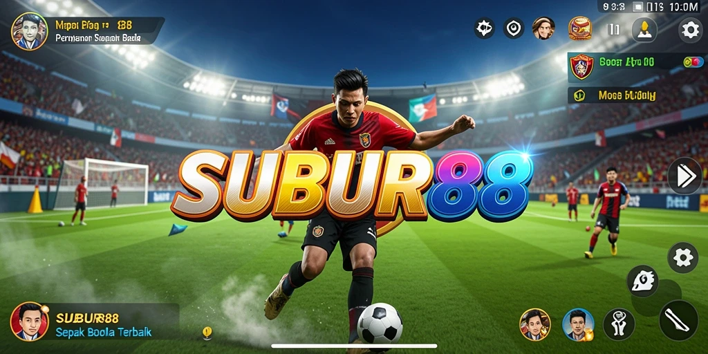 Tampilan gameplay SUBUR88 yang menampilkan aksi sepak bola seru.